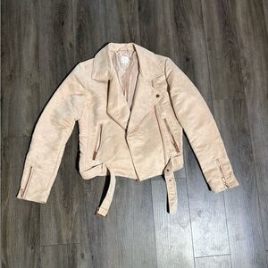 LC Lauren Conrad Women's Cream Leather Jacket